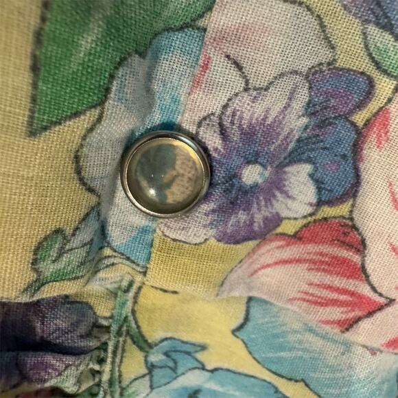 Simply Basic 3X Floral Print Sleeveless Knee Length Housecoat Pearl Snap Pockets - Picture 3 of 7